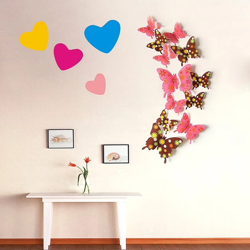 12/19/24 шт. 3D бабочка Стикеры DIY Наклейка Стикеры s стены искусства номер домашнего декора Q9QA