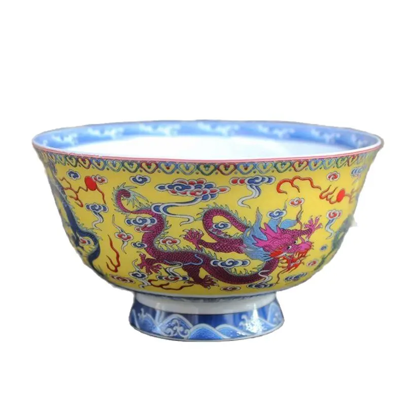 

Chinese Old Porcelain Blue And White Porcelain Colorful Bowl Panlong Bowl