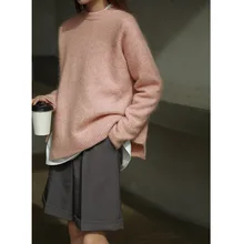 ^#Cheap 33% Wool+33% Mohair Womens Sweater Ladies Winter Knitted 2019 Winter Warm O-Neck Women Sweater and Pullovers pink tops ^#Cheap 33% Wool+33% Mohair Womens Sweater Ladies Winter Knitted 2019 Winter Warm O-Neck Women Sweater and Pullovers pink tops