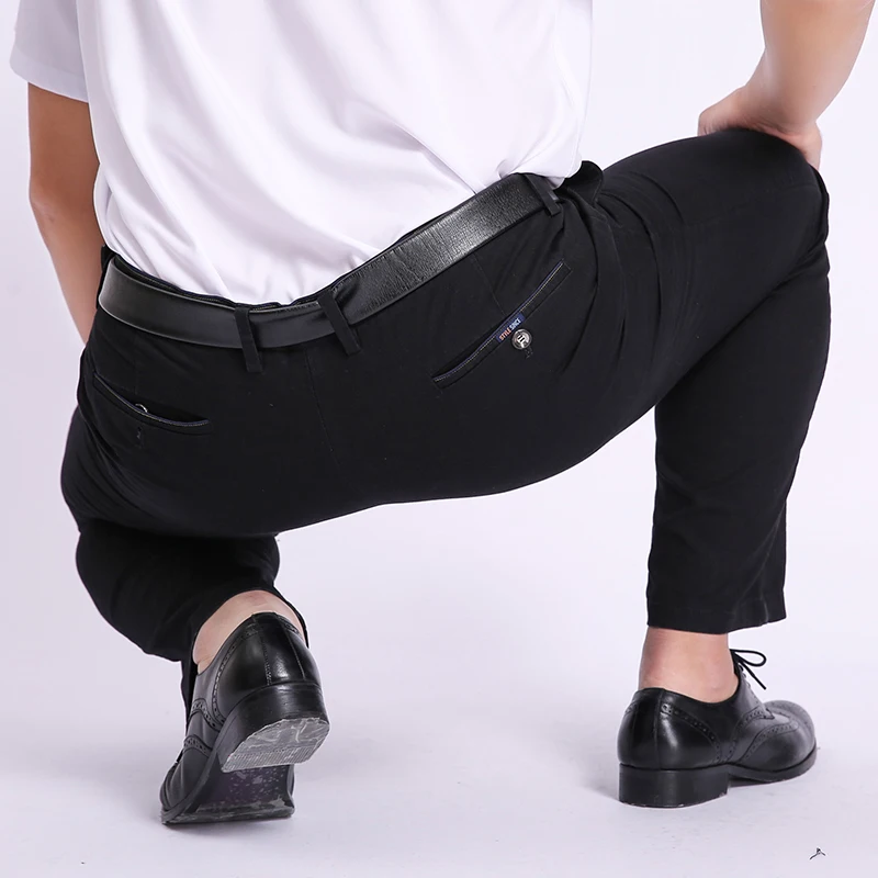 Плюс 8XL 6XL осенние хлопковые брюки мужские свободные брюки с высокой талией Прямые свободные деловые повседневные брюки для мужчин