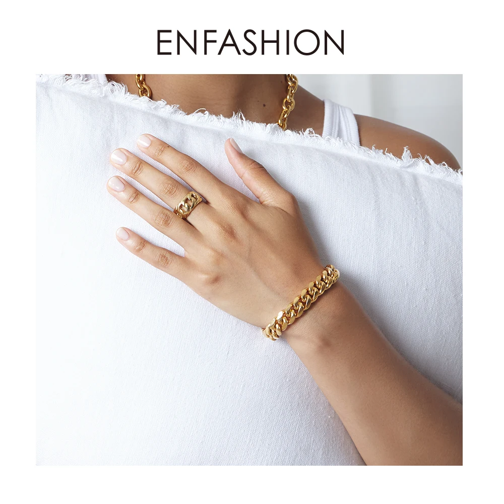 

ENFASHION Punk Chunky Bracelets Bangles For Women Statement Thick Link Chain Bracelet 2020 Party Fashion Jewelry Pulseras B2156
