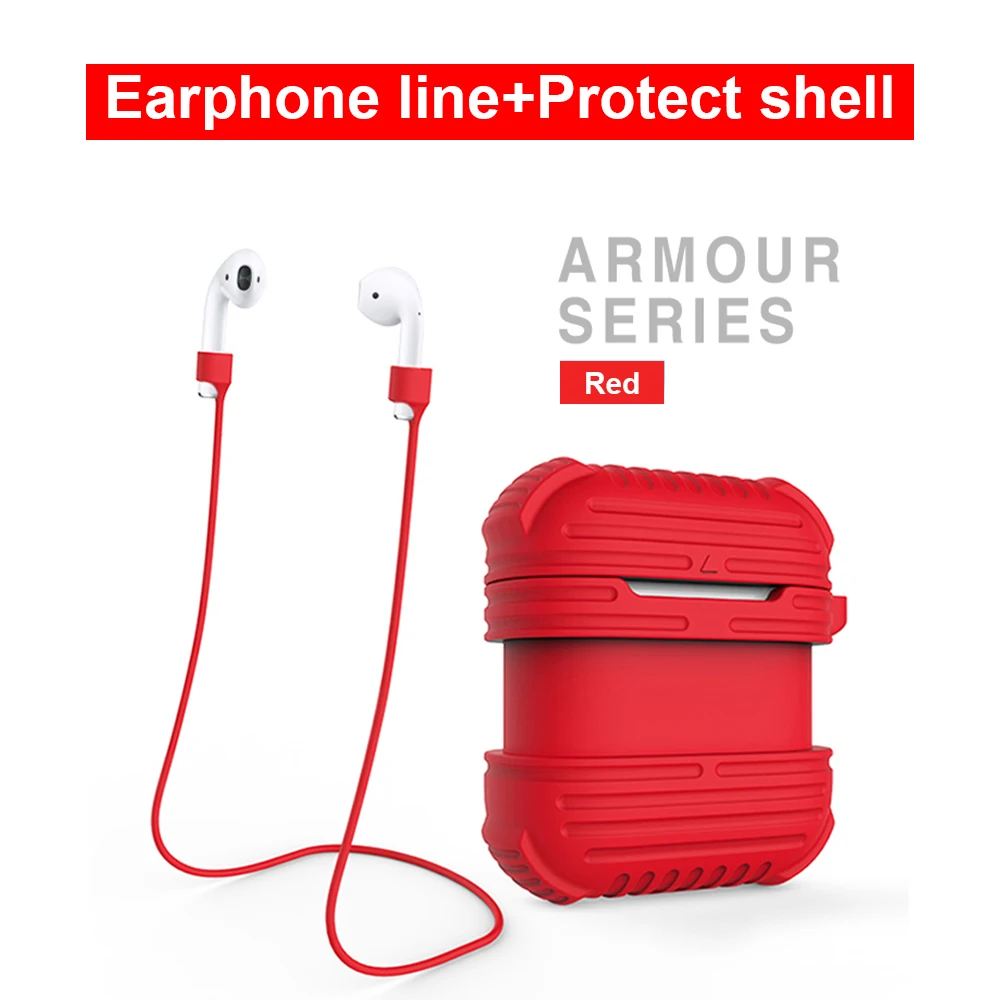 

2 in 1 Non-slip Silicone Case Cover Anti-lost Wire Eartips Strap for Airpods Wireless Headphone Set Accessories