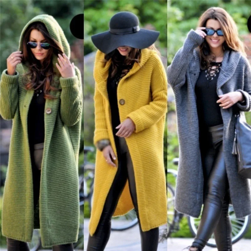 

Long Cardigan women Sweater Autumn Winter Bat sleeve Knitted Sweater Plus size Jacket Loose Ladies Sweaters Coat Plus Size