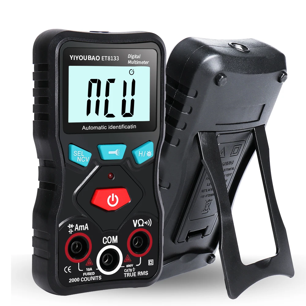 

ET8133 Fully Automatic Identification Multimeter Multifunctional Voltage Current Buzzer Meter 2000 Counts LCD Display