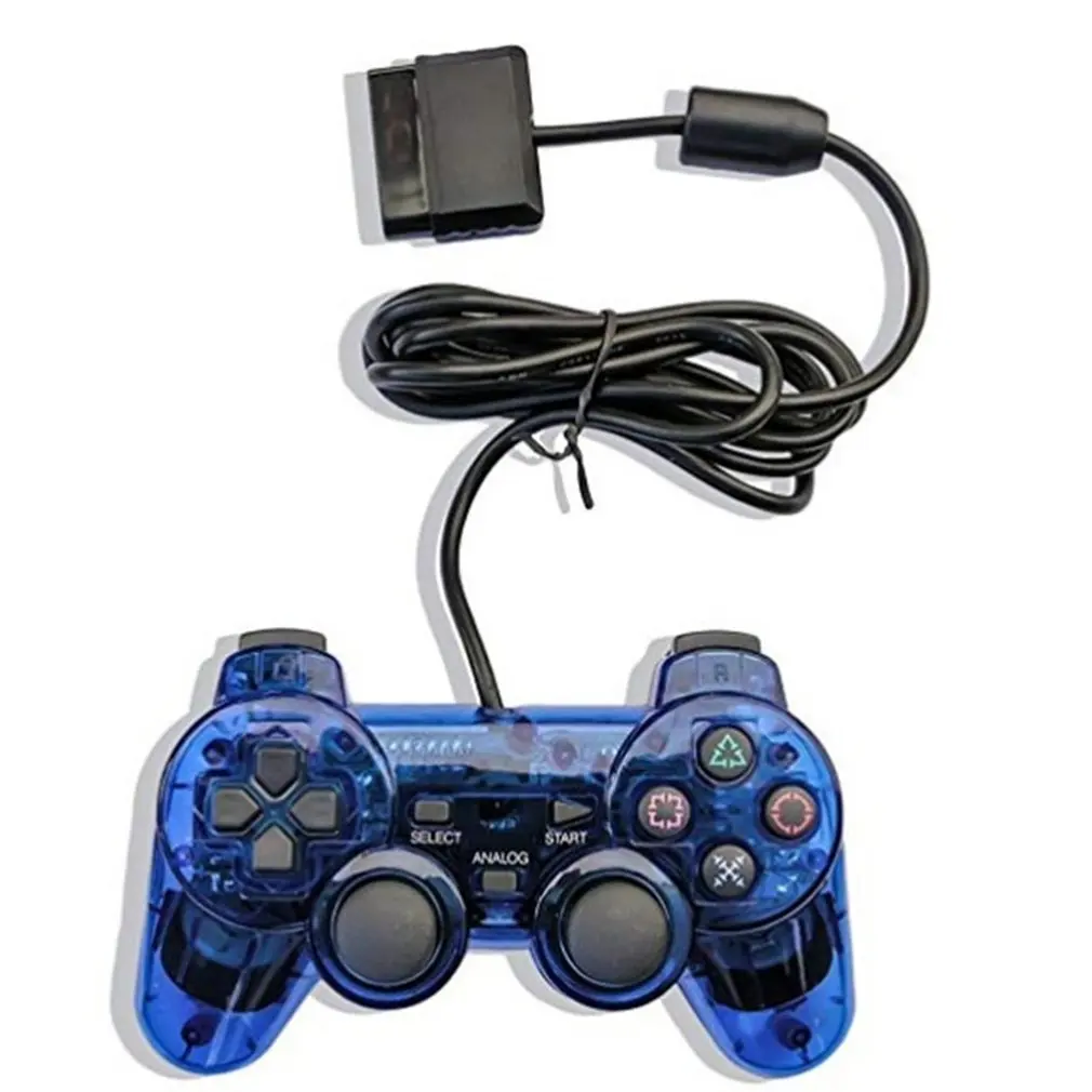 blue Проводной геймпад для sony PS2 контроллер для Mando PS2/PS2 джойстик для plasystation 2 Двойной вибрационный Шок Джойстик проводной контроллер - Цвет: blue