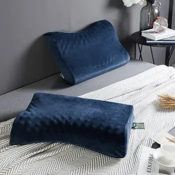 

56x38cm new High Quality Contour Massage Natural Latex Pillow for Adult With Velvet Outer Cervical Health Care Pillow