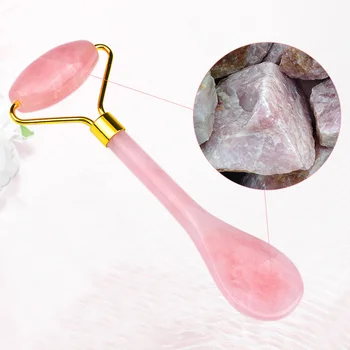 

Rose Quartz Roller Surface: Durable and Smooth, Hand-Made Stone, Ball-Melon Substitute, Beauty Massager, Suitable for Skin Eyes