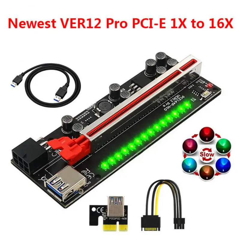 Красочный Райзер 012 Pro PCI-E PCIE PCI E экспресс-карта GPU 1X X16 6pin SATA адаптер кабель Майнер