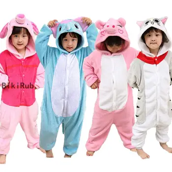 

Kigurumi Flannel Children Pajamas Set Winter Hooded Animal Unicorn Stitch Kids Pajamas Boys Girls Sleepwear Onesie Women Pyjamas
