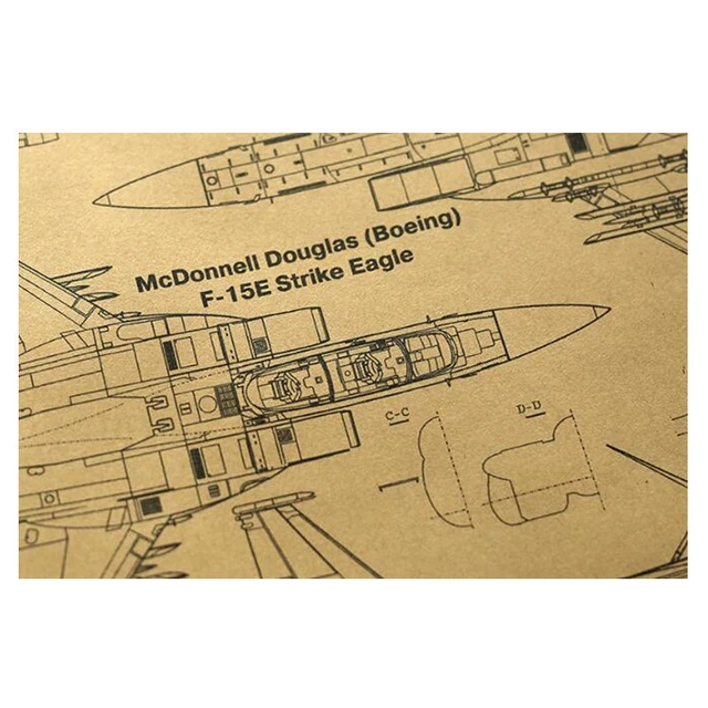 Vintage F15E Sztrájk Vadászgép Mechanikus Térképtervezés Destermoration Matricák Fali Dekoráció Kraft Matrica - Image 3