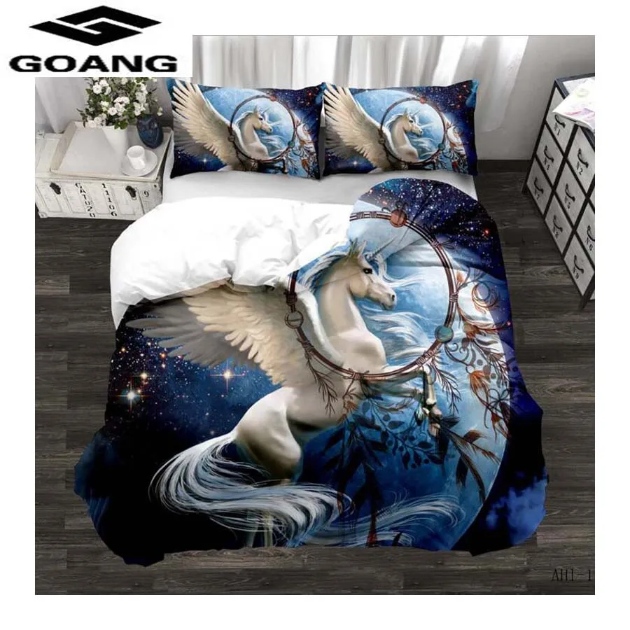 GOANG Theme hotel bedding sets bed sheet duvet cover and pillowcase luxury home textiles 3d digital printing horse running