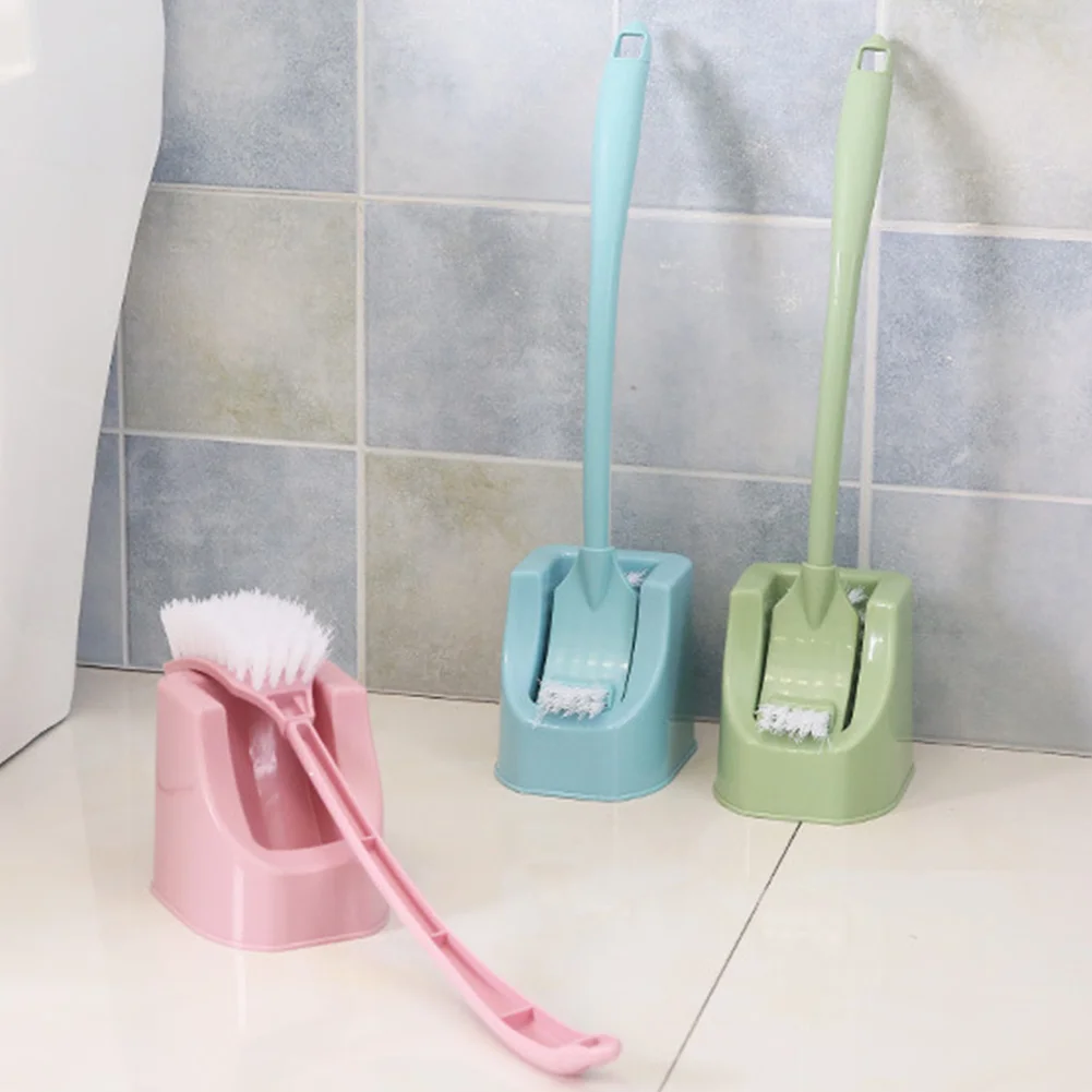 Long Handle Bathroom Toilet With Base Scrub Bent PP Portable Corner Cleaning Brush Double Sided