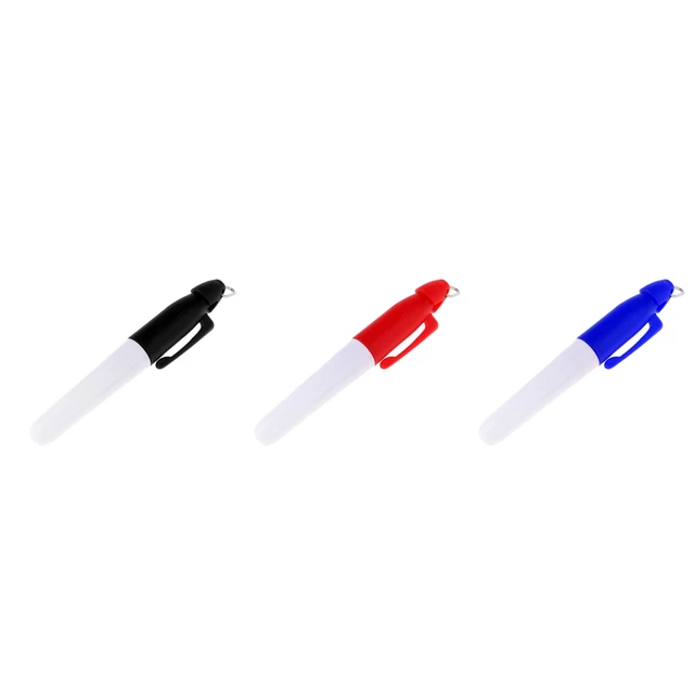 Mini Permanent Markers with Golf Keychain Clips, Fine Point, Blue Markers - 4 Marker Pack