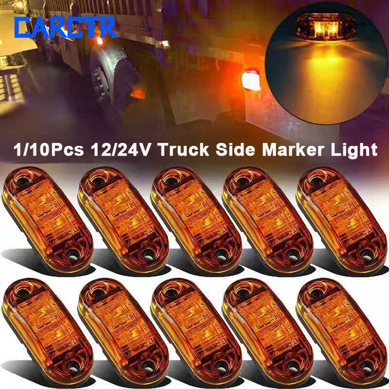 

CARCTR 1/10PCS Warning Light Led Side Marker Lights Oval Clearance Trailer Truck Orange White Red 12V 24V Truck Light Accessorie