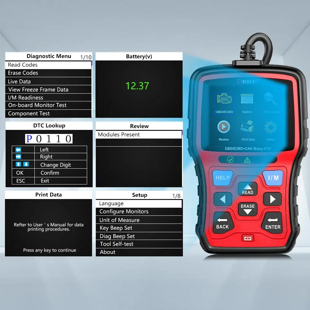 Vident iEasy310 OBDII EOBD OBD2 сканер автомобильный диагностический инструмент|Считыватели