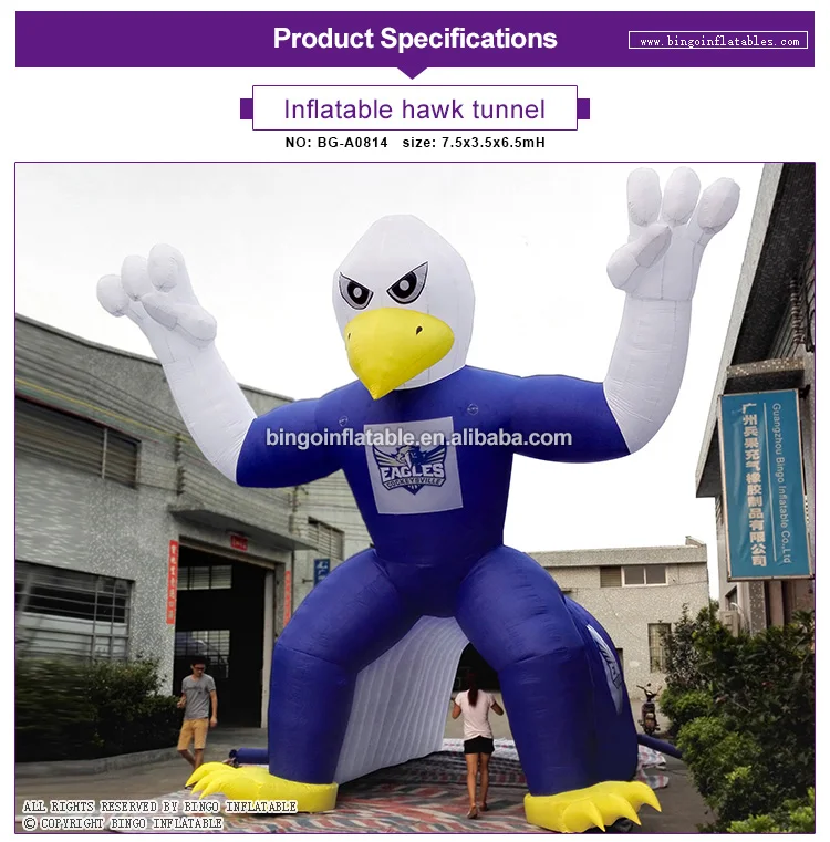 HIGHLY RECOMMENDED 7.5x3.6x6.5mh inflatable eager cartoon tunnel tent customized entrance printed advert decoration