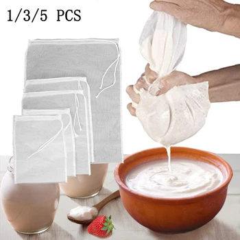 

Reusable Mesh Filter Net Nut Milk Bag Coffee Milk Tea Fruit Juice Wine Mesh Liquid Filter Kitchen Accessories