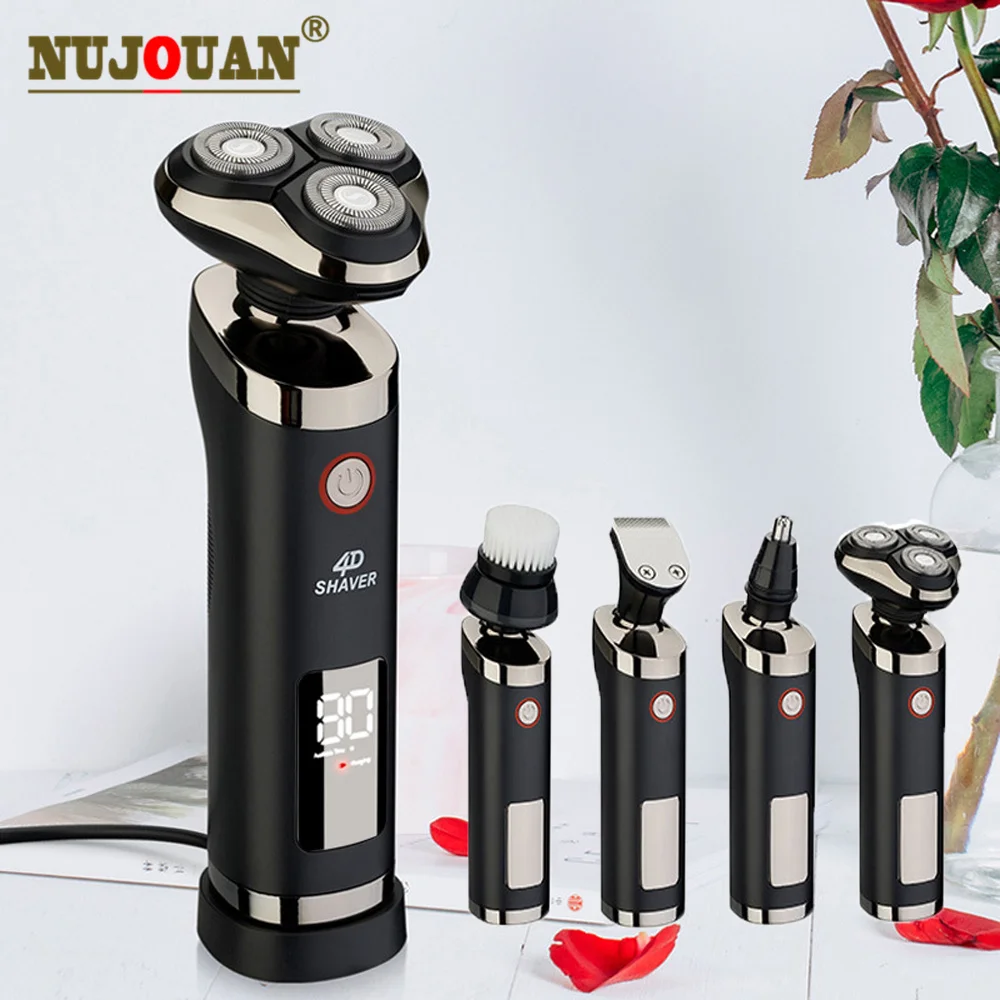 

Электробритва для мужчин, бритва для бороды, светодиодный портативный триммер для бороды, водонепроницаемая машинка для сухого и влажного бритья, устройство двойного назначения для стрижки бороды с 3 лезвиями