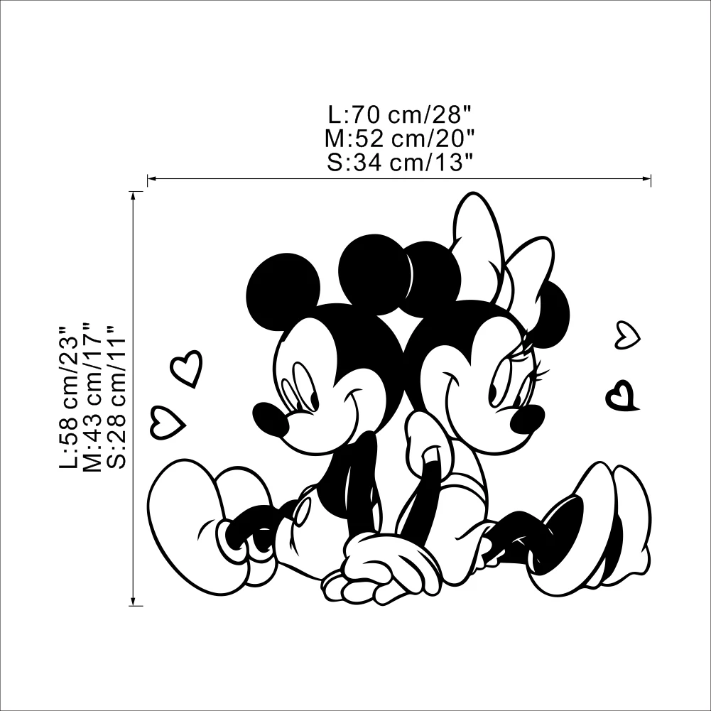 Disney Mickey Minnie Mouse In Love Art Decal Wall Sticker Mural For Kids Room Living Room Bedroom Accessories Home Decor Gifts