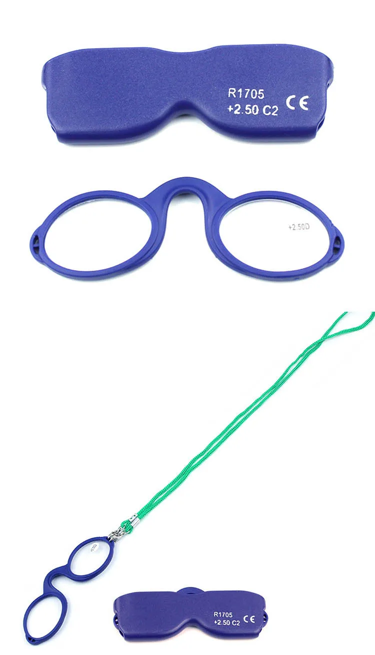 Переносной подвесной шейный очки для чтения для женщин мужской кулон ожерелье дальнозоркость пресбиопические очки и коробка - Frame Color: 2