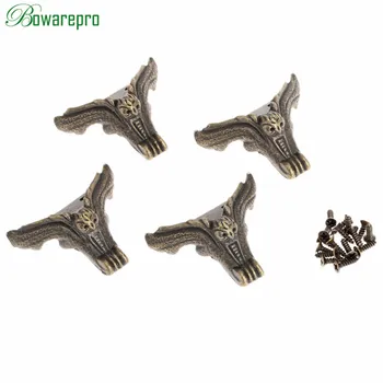 

4Pcs Corner Jewelry Chest Gift Box Wood Case Decorative Feet Leg Corner Protector Guard Furniture Corner Home Furniture Fittings