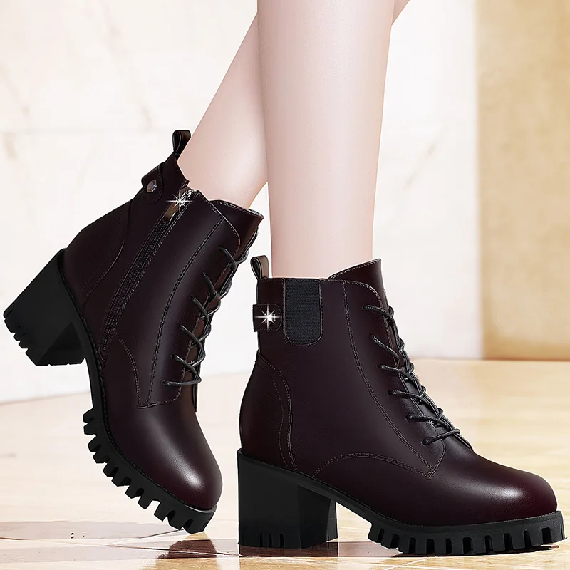 

Ouyang Nana Celebrity Style Martin Boots Women's British-Style 2019 Autumn And Winter New Style High Heel Boots Huidong Women's