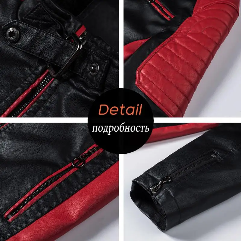 Men's spring leisure locomotive stitching leather jacket jacket men's fall fashion locomotive retro warm leather m