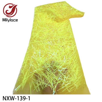 

Milylace High Quality African 3D Tulle Lace Fabric Embroidery Sequins Lace Fabric Mesh Lace Fabric for Party NXW-139