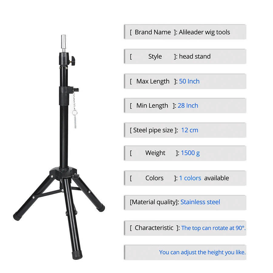 Wig Stand Holder Adjustable Metal for Making Wigs