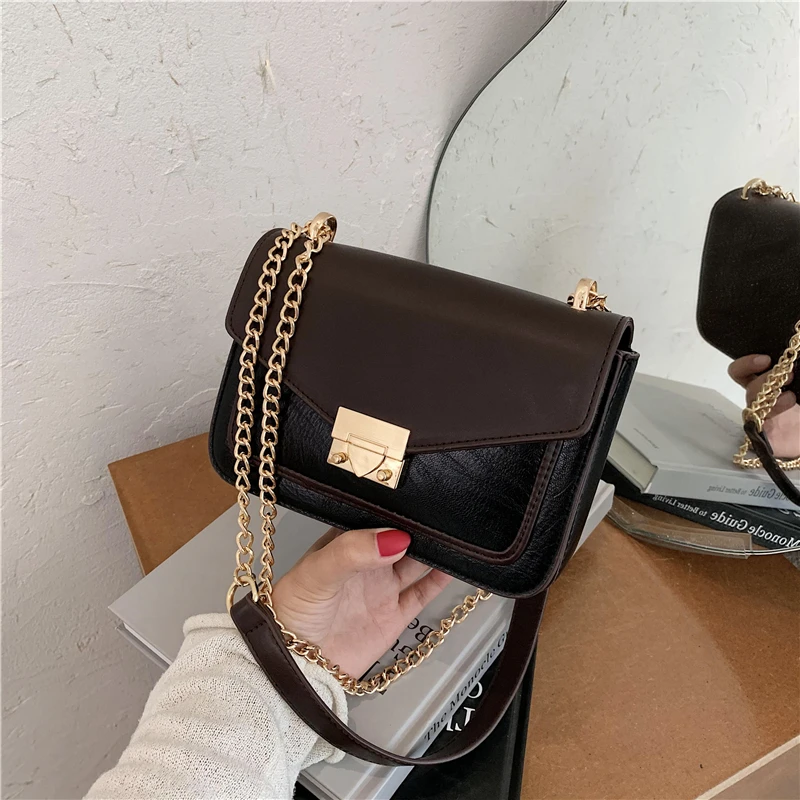 

OLSITTI PU Leather Flap Women's Mini Contrast Color Branded Trend Crossbody Shoulder Handbags Fashion Women Bags Chain Hand Bag