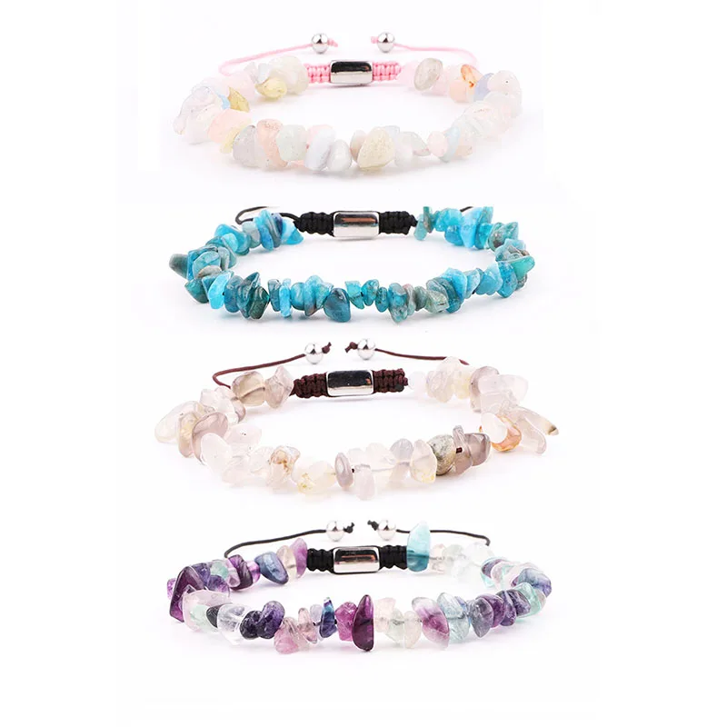 New Fashion Natural Stone Chips Beads Cord Macrame Adjustable Bracelet Jewelry Gift Women