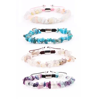 New Fashion Natural Stone Chips Beads Cord Macrame Adjustable Bracelet Jewelry Gift Women