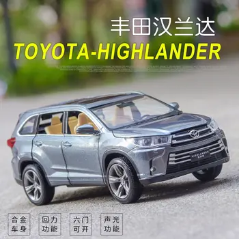 

1:32 high simulation 2019 new Toyota Highlander alloy car model off-road vehicle suv model pull back car with sound and light