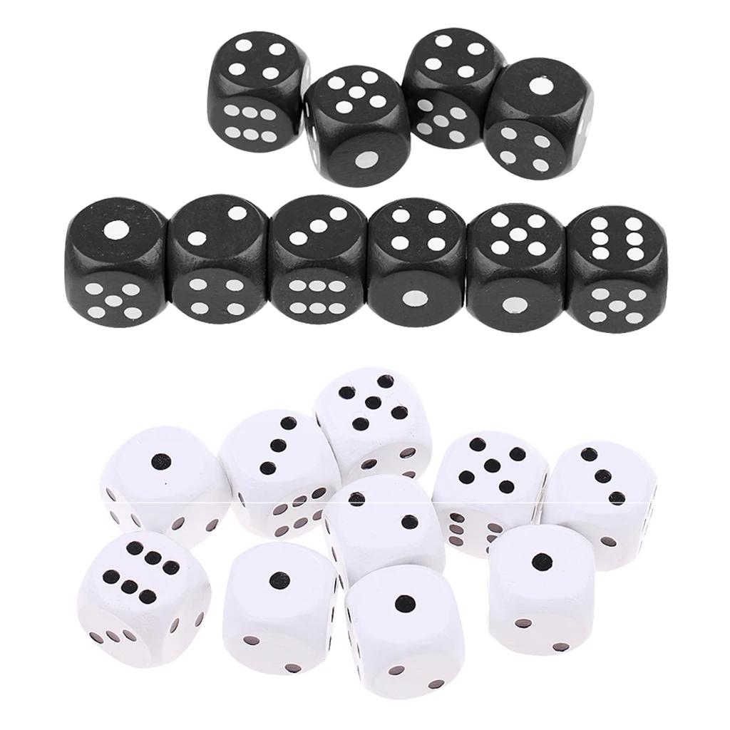 20Pcs 2cm Six Sided Wooden Dice 1-6 Number Dotted for Kids Party Bag Fillers