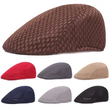Для мужчин и женщин сплошной цвет Классический береты шапки сетки дышащая шляпа Newsboy гольф шапки