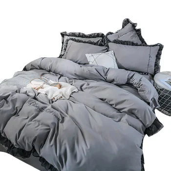 

3/4pcs King Queen Size Home Textile Bedding Set Men Women Bed Duvet Cover Pillowcase Sheet 100% Cotton Lace Trim Bedding Set