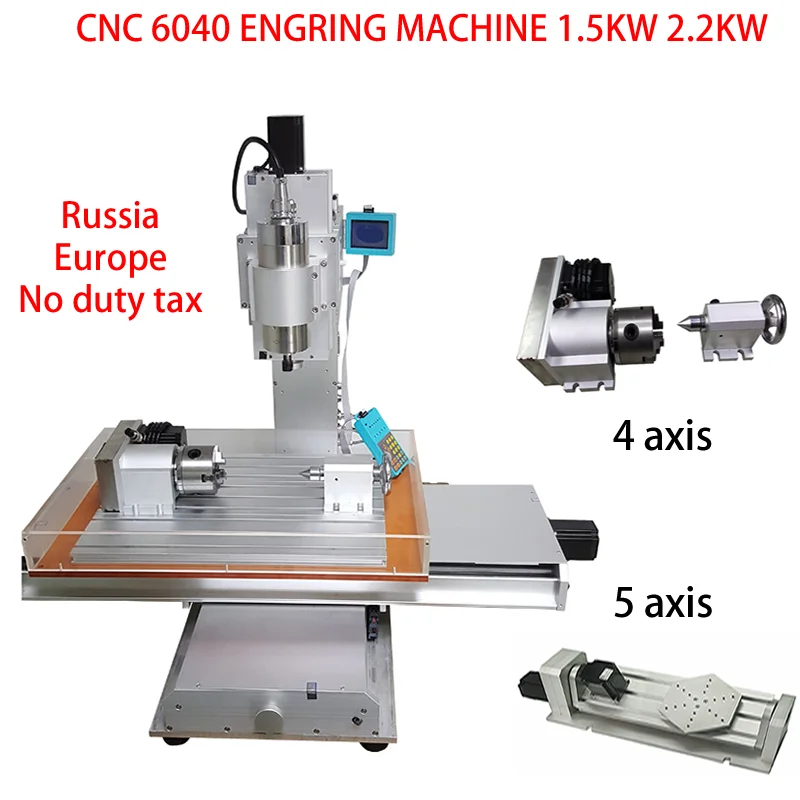 

Vertical Column Type 6040 cnc machine 3 4 5 Ratory axis 1.5 kw 2.2kw cnc router millling engraving cutter wood for metal steel