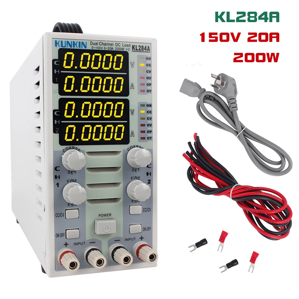 

KL284A 200 Вт 150 в 20 А двухканальный электронный измеритель нагрузки постоянного тока светодиодный измеритель мощности драйвера тестер емкости батареи