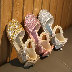 Летняя Праздничная обувь для девочек; детские сандалии принцессы на плоской подошве; Новинка 2019 года; летняя детская Свадебная обувь;
