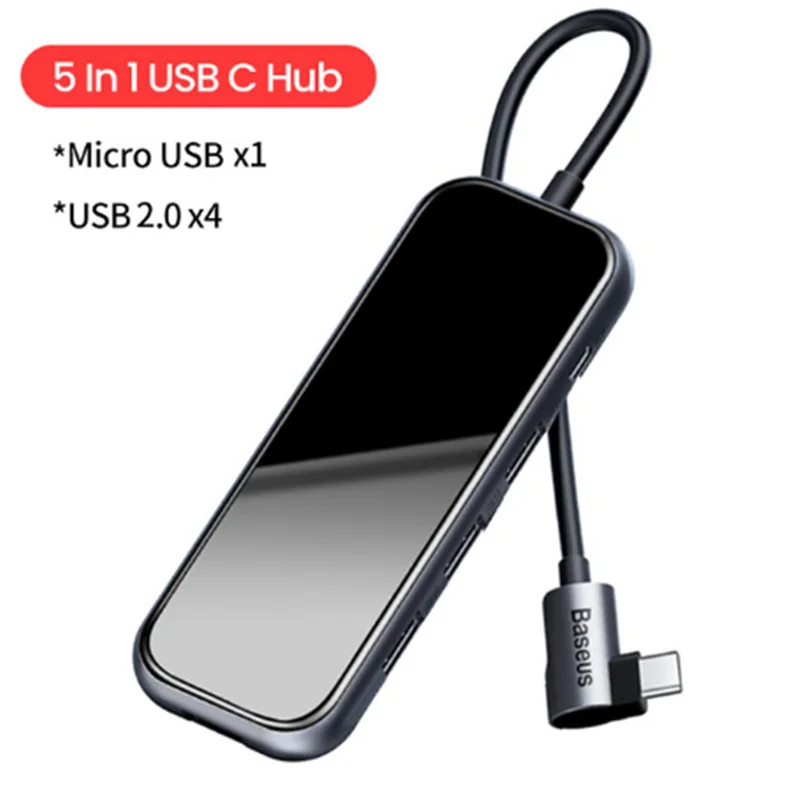 Baseus USB Type C HUB to HDMI RJ45 Multi USB 3.0 USB3.0 Power Adapter For MacBook Pro Air Dock 3 Port USB-C USB HUB Splitter Hab - Цвет: 5 In 1 USB 2.0 Hub