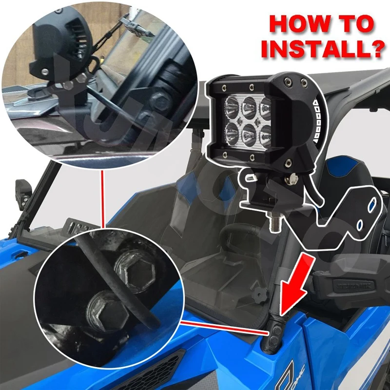 A-Pillar Winshield Led Working Pod Lights Mounting Brackets for 2014-2018 Polaris RZR XP 1000 /& 2015-2018 RZR 900 S900 S1000 EPS