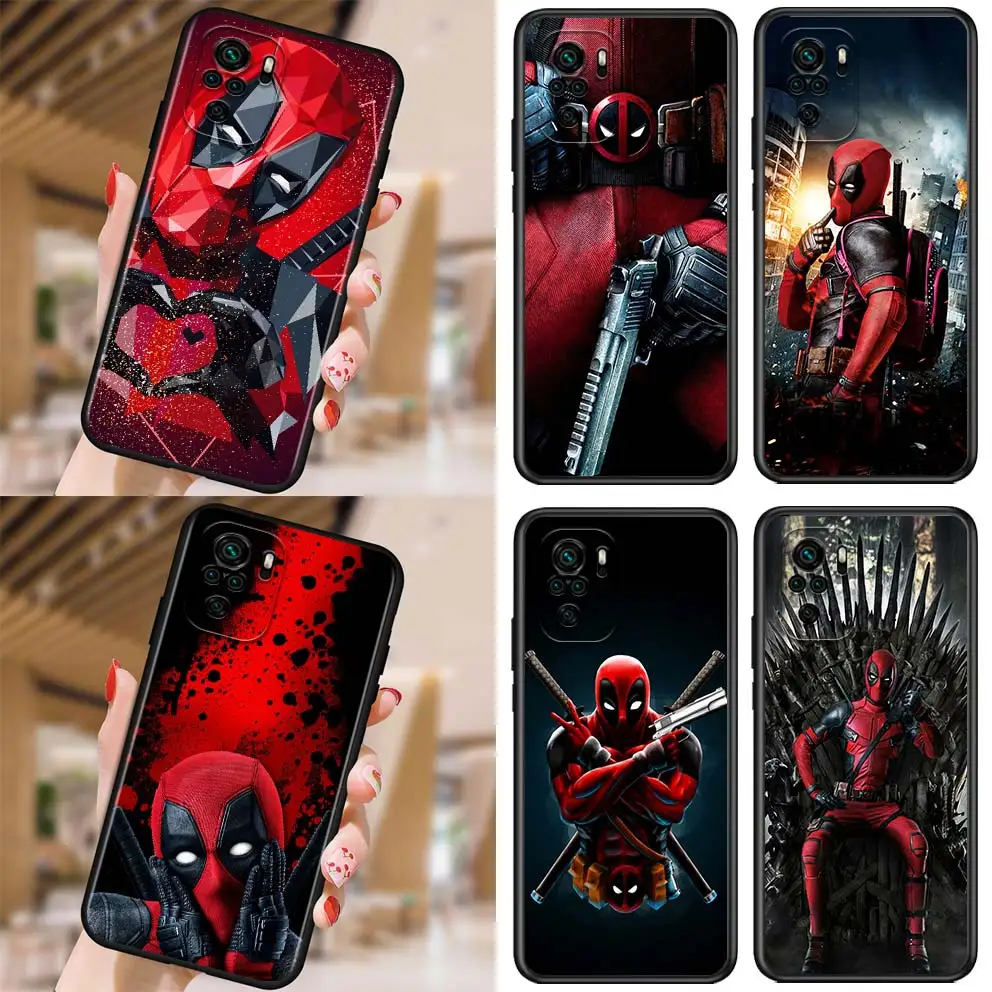 Силиконовый мягкий черный чехол для телефона с принтом Дэдпула героя Marvel Xiaomi Redmi