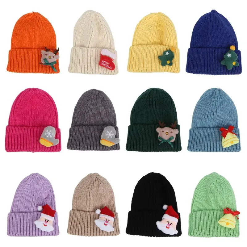 Зимний Рождественский трикотаж для взрослых и детей, шапочка с милым 3d-рисунком, игрушечные Санта-клаусы, череп