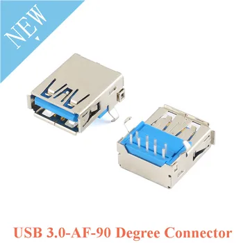 

5pcs USB 3.0 Type A Plug Jack Connector Female Socket Right Angle 9 Pin 90 degree DIP for U disk Data Transmission Curved Mouth