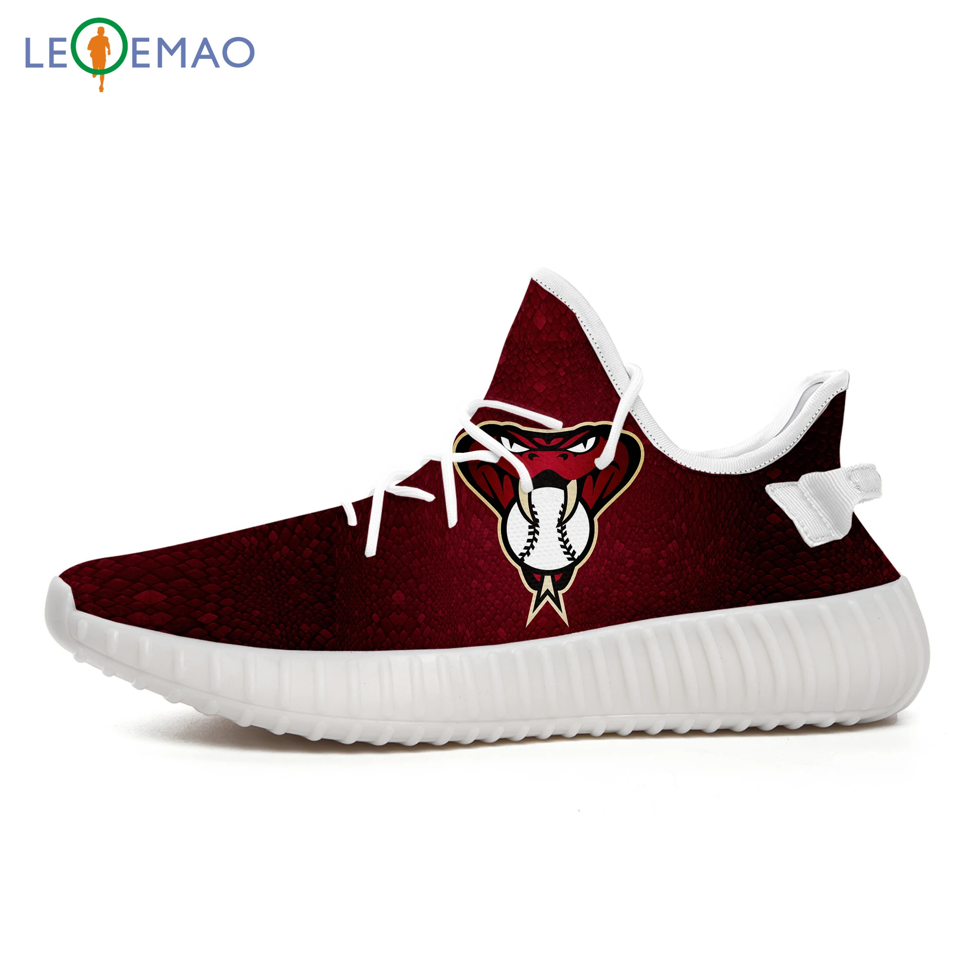 

LEQEMAO Walking Shoes Arizona Fans Diamondbacks Custom Yeezys Boost 350 V2 Mesh Flyknit Breathable Sneakers Shoes