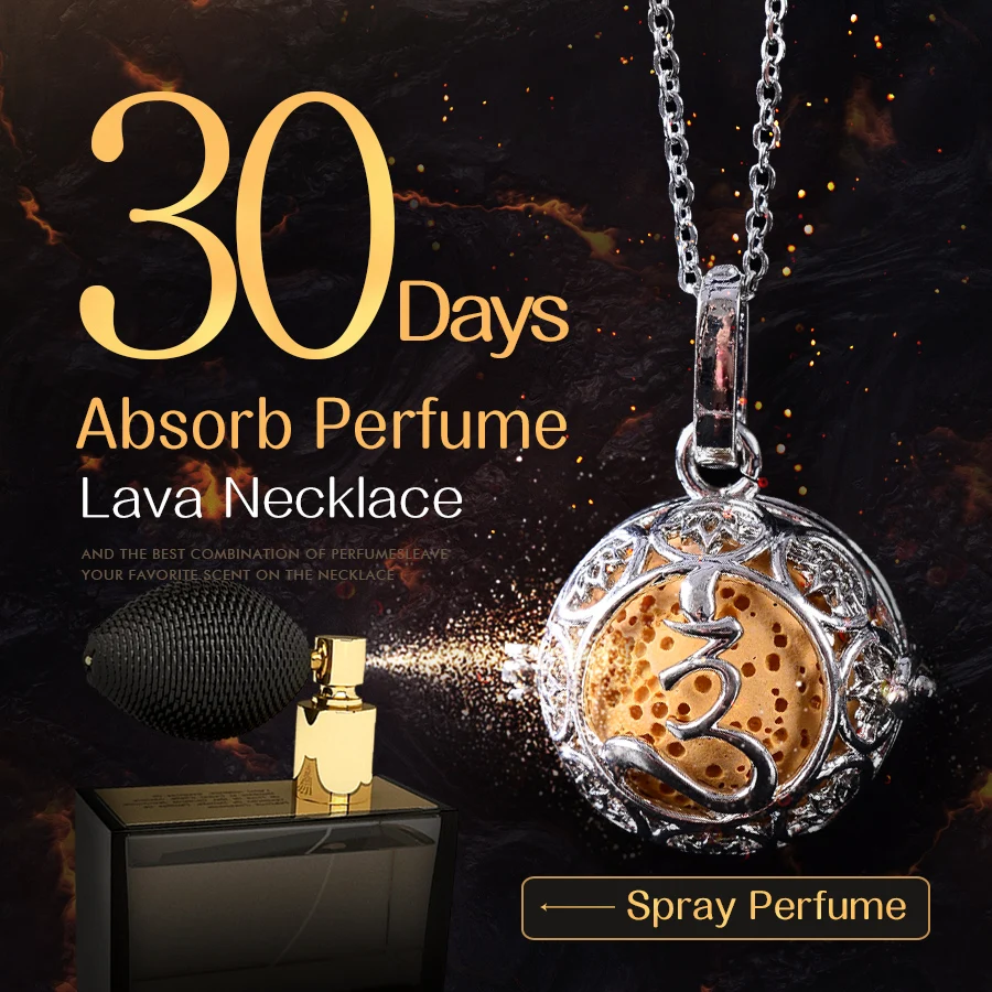 Natural volcanic stone health can spray perfume long necklace alloy pendant female gift suitable for matching | Украшения и