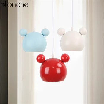

Nordic Mickey Pendant Lights Hanglamp Led Lamp Hanging Light for Children's Room Bedroom Fixtures Decor Luminaria Colorful Metal