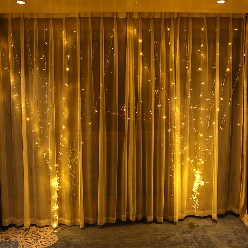 

LED light string 3*3 meters 300 lights wedding holiday lights Christmas lights string decoration curtain lights romantic string