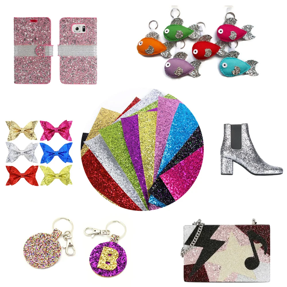 20*33cm Glitter Synthetic Leather Fabric Hair Bow DIY Decoration Crafts 1piece DIY Handmade Materials David accessories 43367