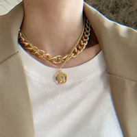 17KM Vintage Multi-layer Coin Chain Choker Necklace For Women Gold Silver Color Fashion Portrait Chunky Chain Necklaces Jewelry 4
